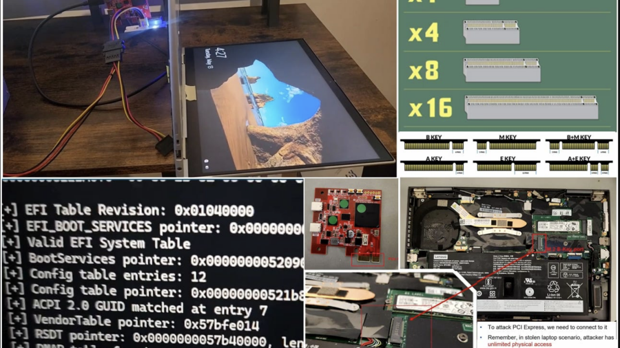 Hacking a stolen laptop: bypassing Windows security (BitLocker etc.) using PCI connector.