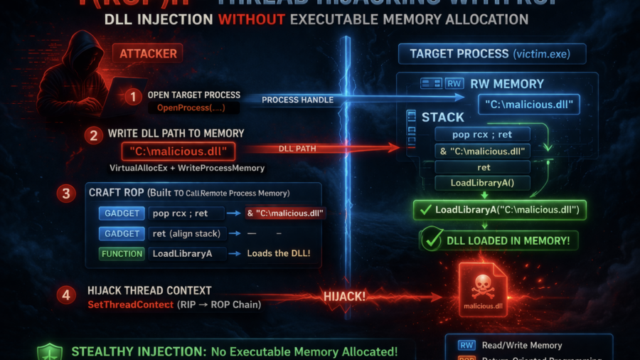 Stealth Injection with ROP: Thread Hijacking Without Executable Memory