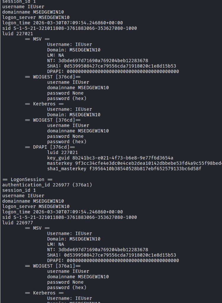 Credential Dumping from LSASS (Windows Authentication Secrets)