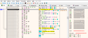 cmp / jg loop check verifying the RBX counter against 10