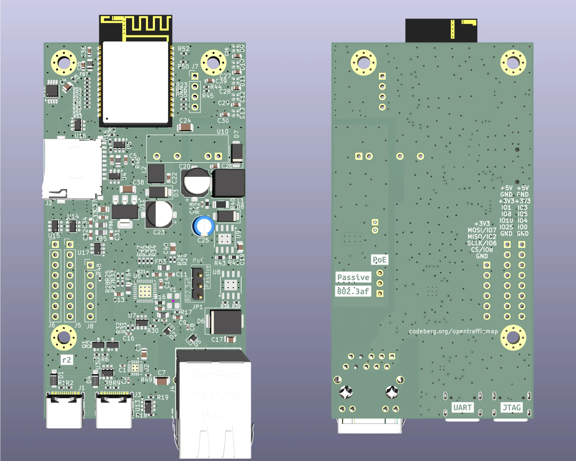 ESP32-C5 V2X 802.11p receiver board (PCB photo)