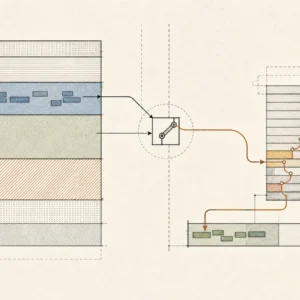 A restrained technical diagram of memory regions, stack frames, and control flow for Gargoyle