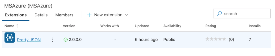 Visual Studio Marketplace showing the extension verification status