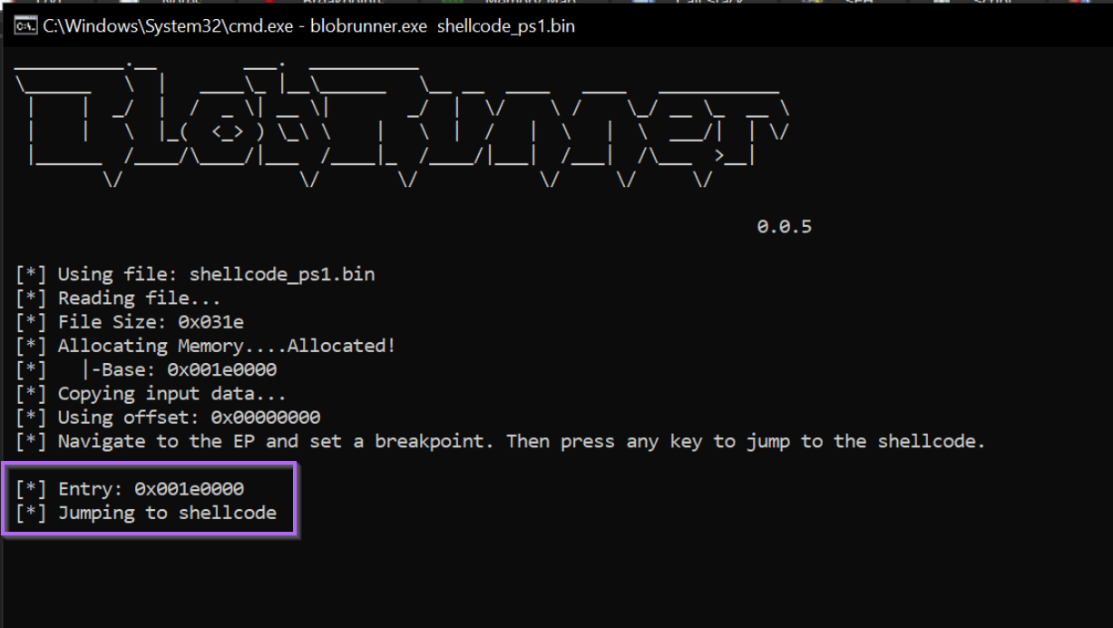 Blobrunner waiting for the user to press a key before continuing execution