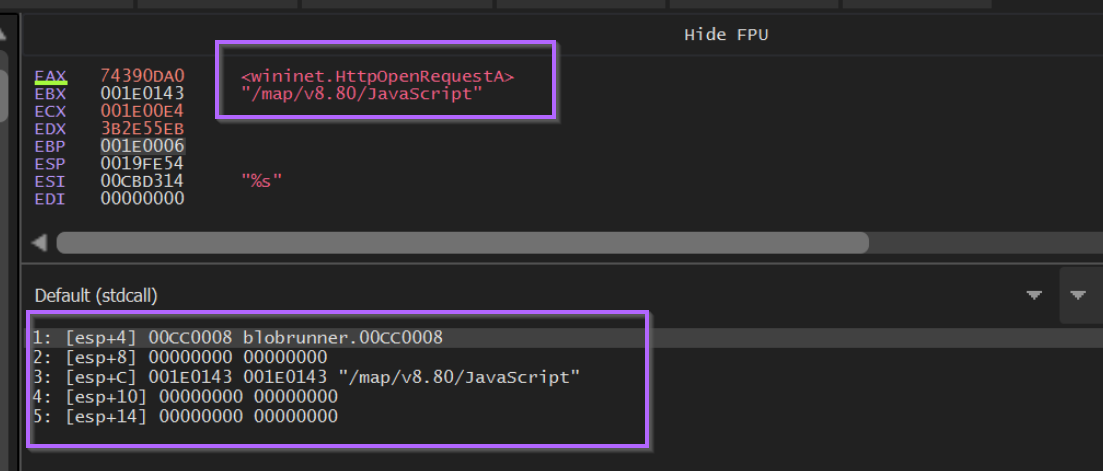 Ghidra view of additional API hash values and their arguments