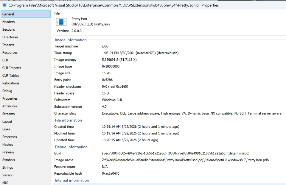 Contents of an installed Visual Studio extension folder on disk