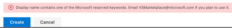 Marketplace rejecting the reserved keyword Microsoft for the publisher name