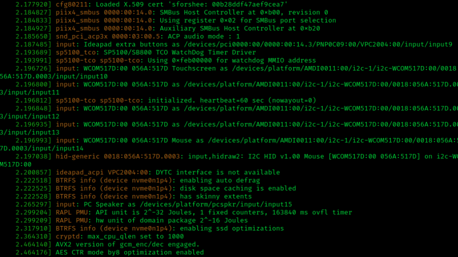 Linux kernel boot message screenshot — featured image for the Lukas Maar QAIC page use-after-free privilege escalation article