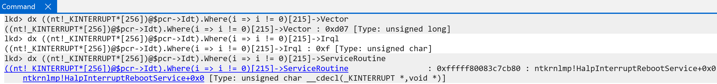Reboot interrupt IRQL configuration