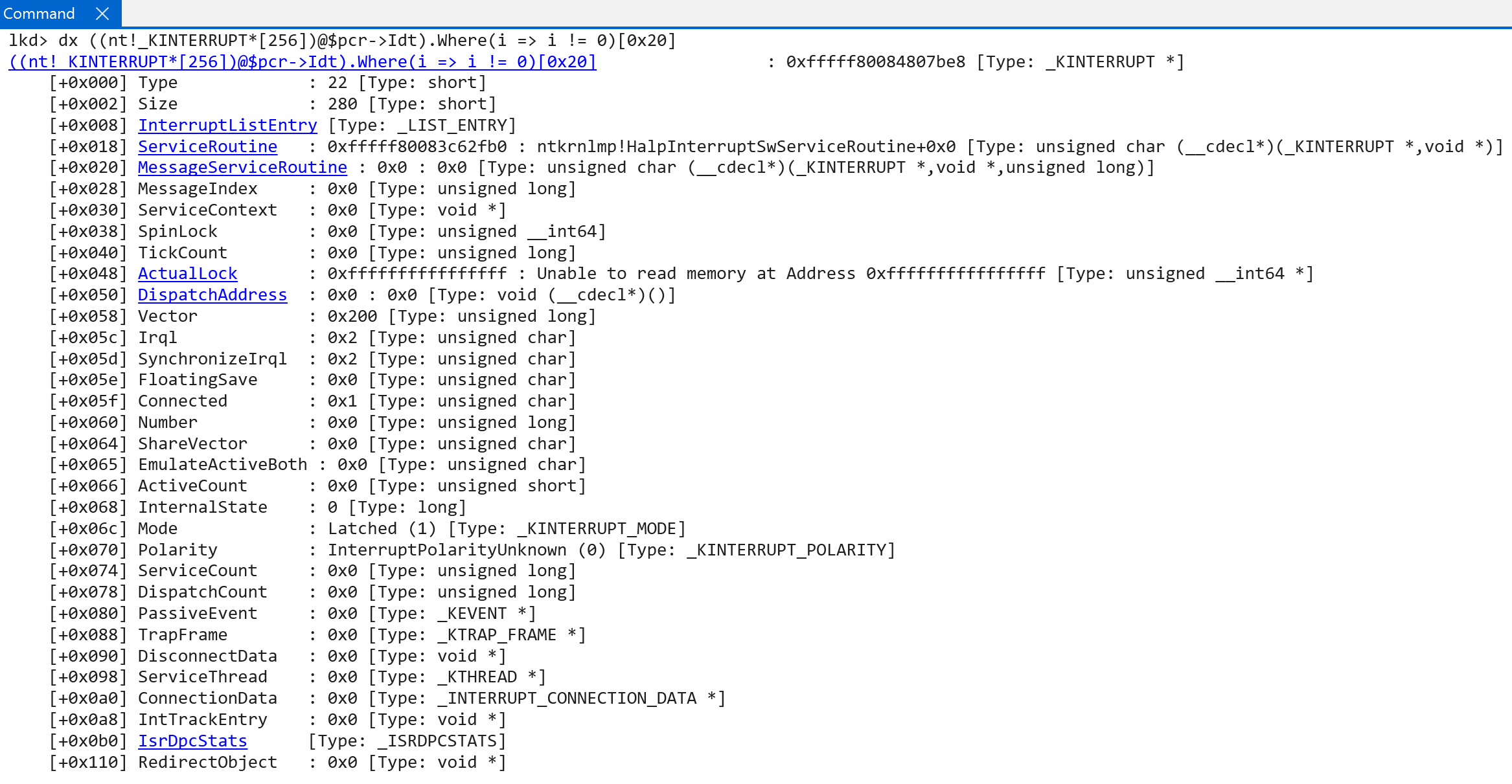 KiSwInterruptDispatch function
