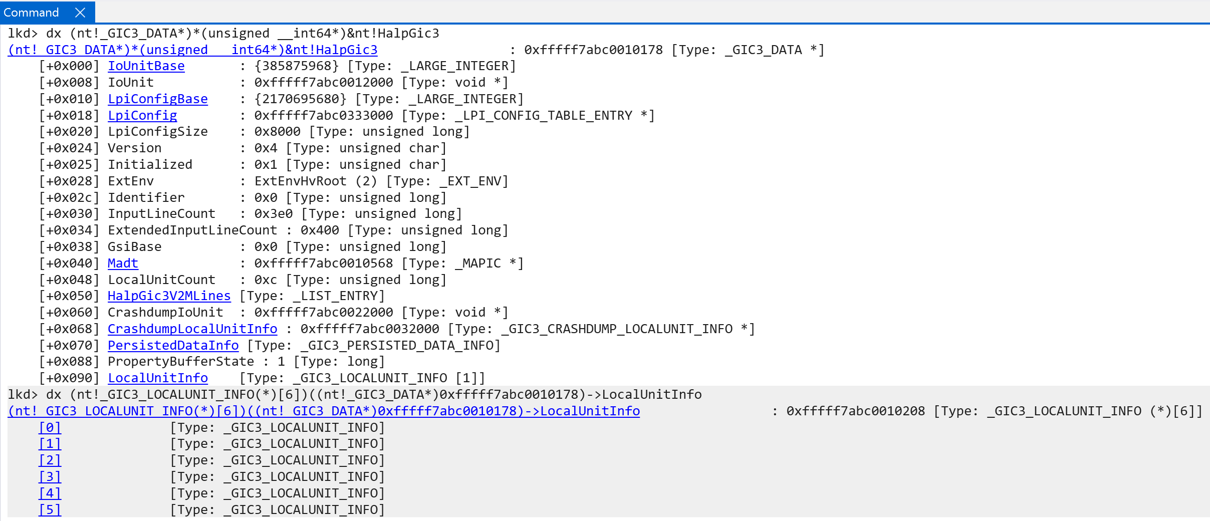 Per-CPU local unit info structures