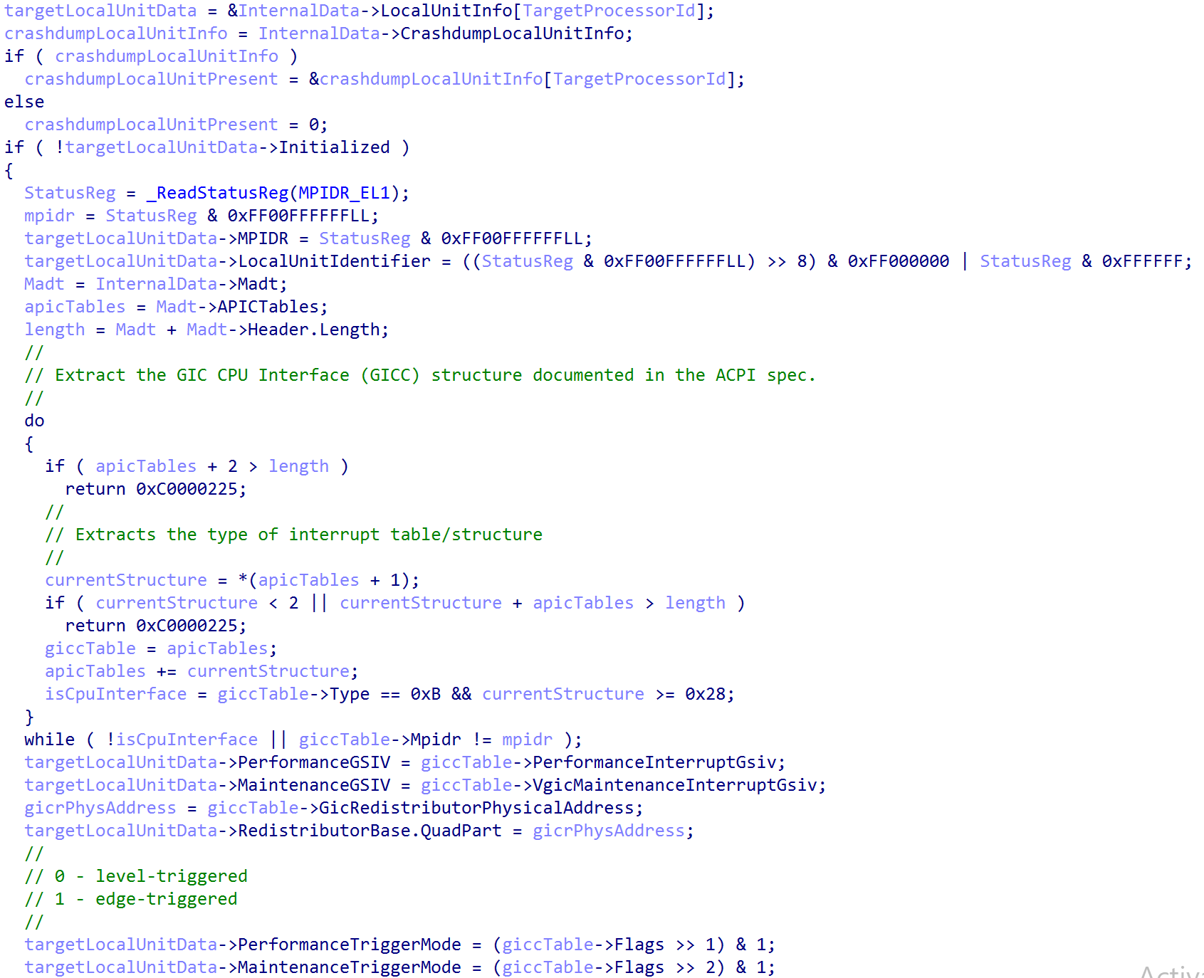 GIC3_LOCALUNIT_INFO lookup code