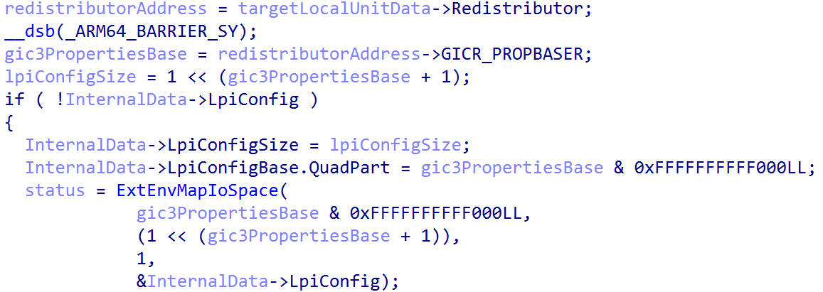 GICR_PROPBASER LPI configuration
