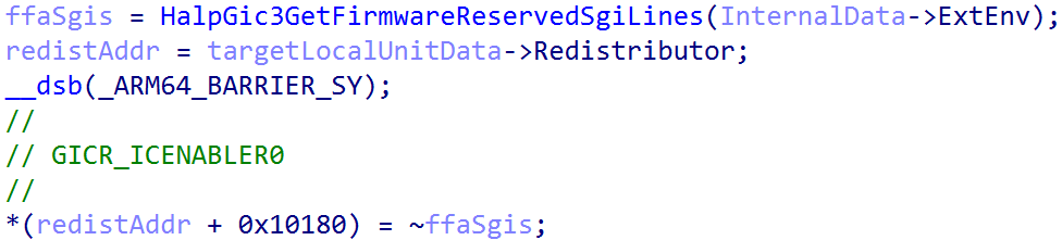 GICR_ICENABLER0 SGI/PPI setup