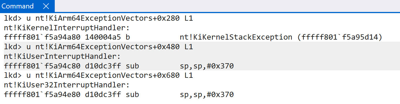 Different exception handlers for various CPU states