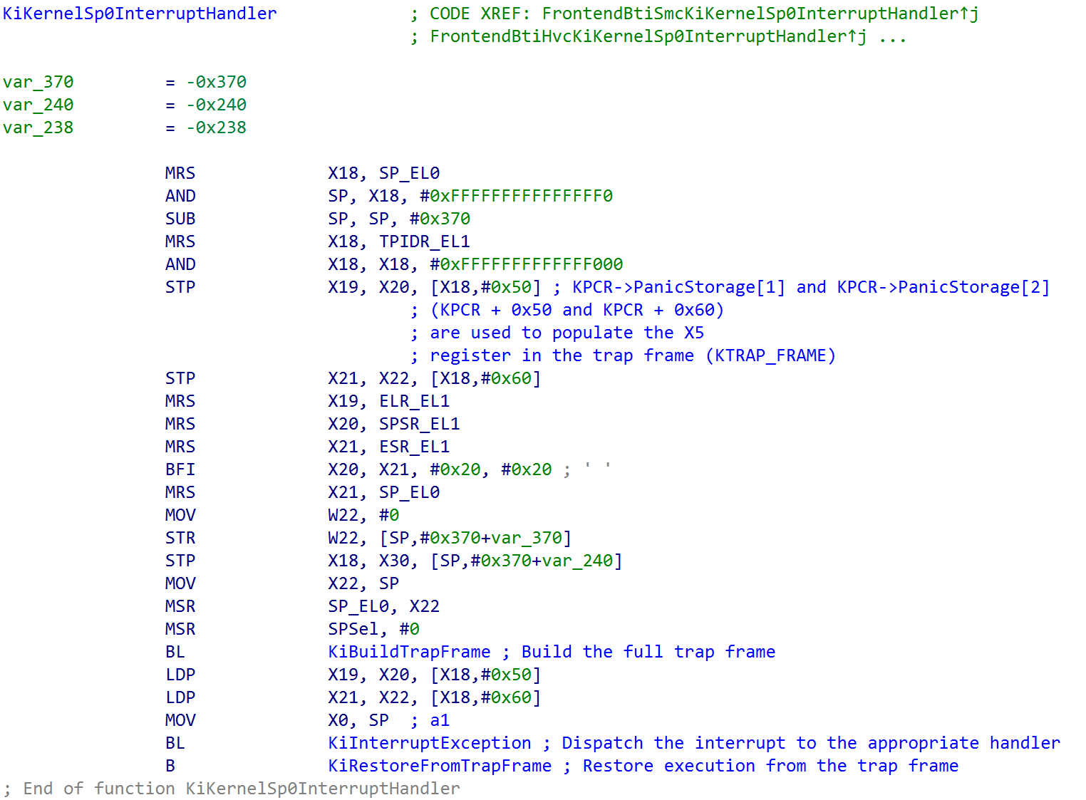 KiKernelSp0InterruptHandler entry stub