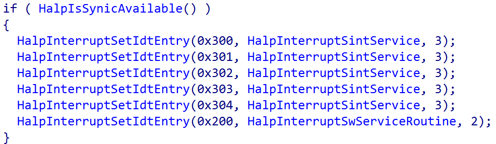 HalpInterruptSintService registration code
