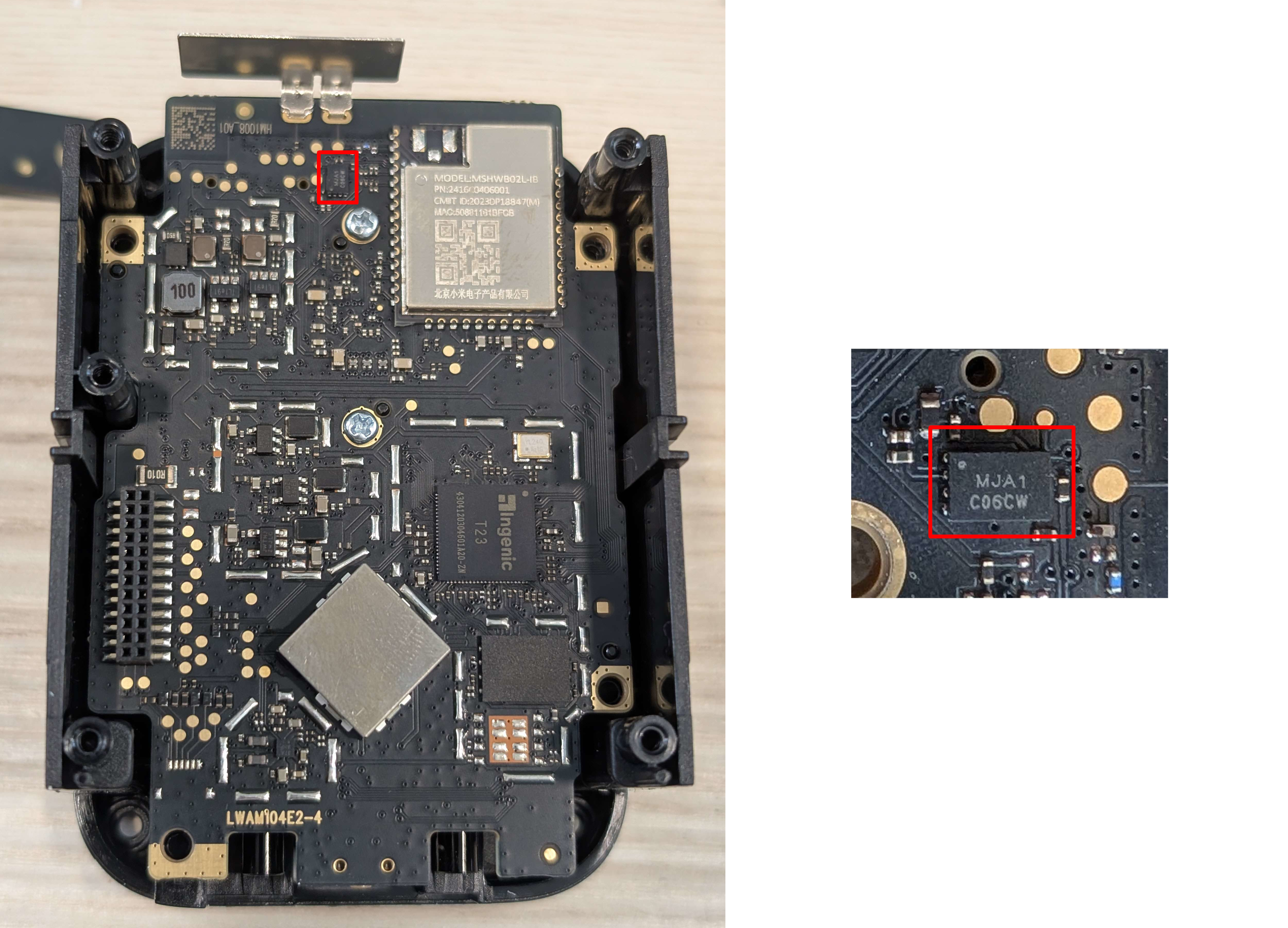 MJA1 chip located on the BW300 camera PCB