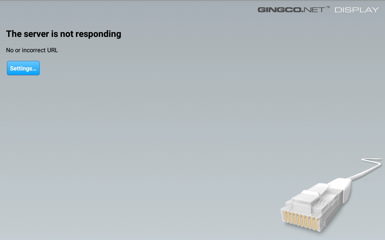 Gingco room scheduler error page on TSW-1060 tablet