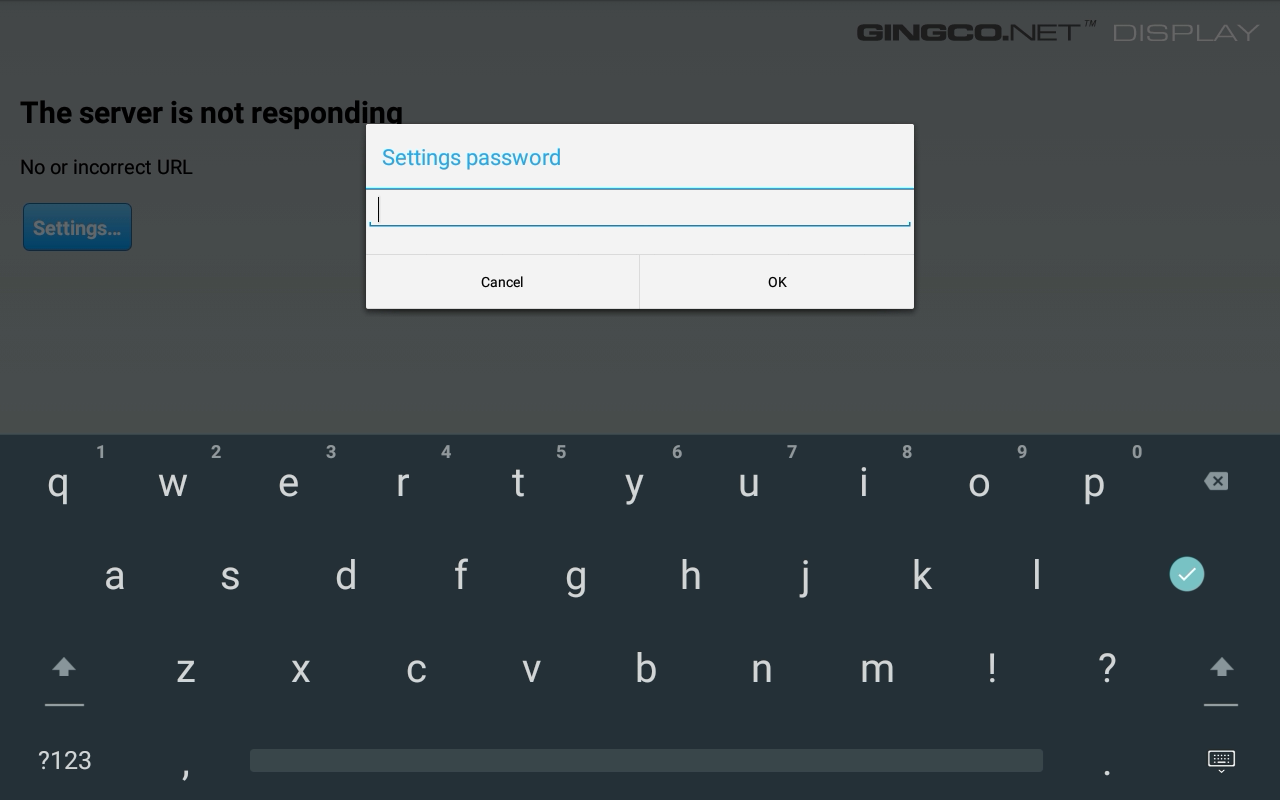 Gingco password input dialog with hardcoded gingco password