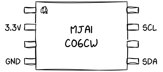 Complete pinout of the MJA1 secure chip showing I2C connections