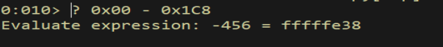 ? 0x00 - 0x1C8 = 0xFFFFFE38 in WinDbg