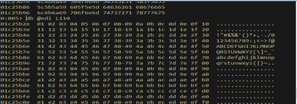 db @edi L110 — all bytes intact, no corruption in secondary buffer