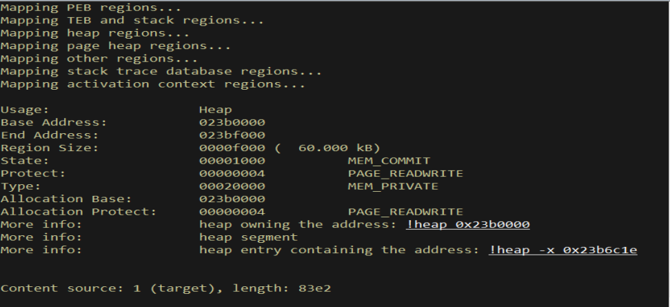 !address — MEM_COMMIT PAGE_READWRITE heap allocation