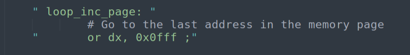 OR DX, 0x0FFF — set low 12 bits of DX to align to last byte of current page