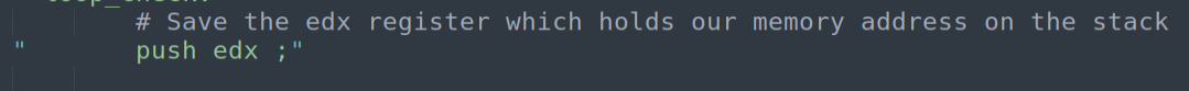 PUSH EDX — save current address before syscall