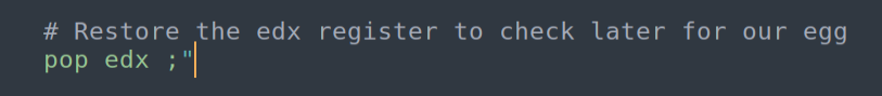 POP EDX — restore probe address after syscall