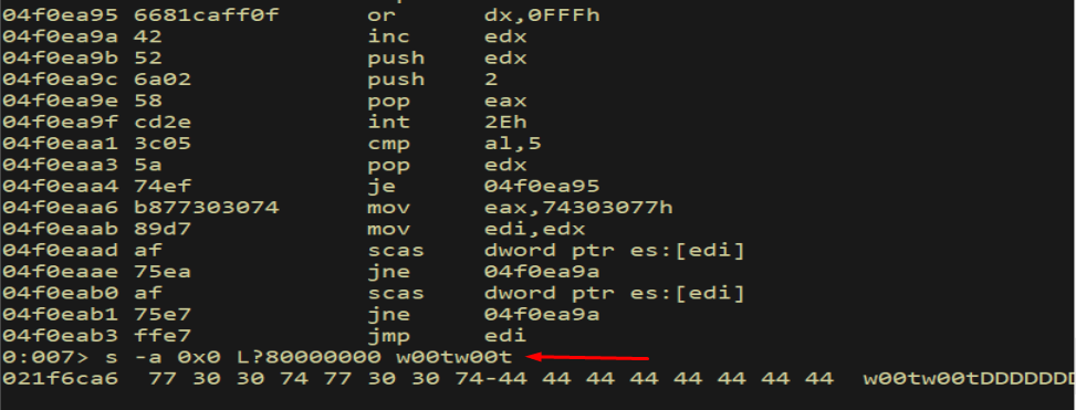 s -a — egg marker found in process memory