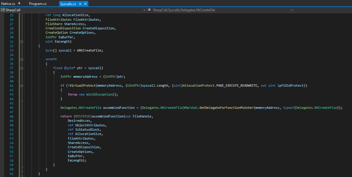 Marshal.GetDelegateForFunctionPointer conversion and return statement