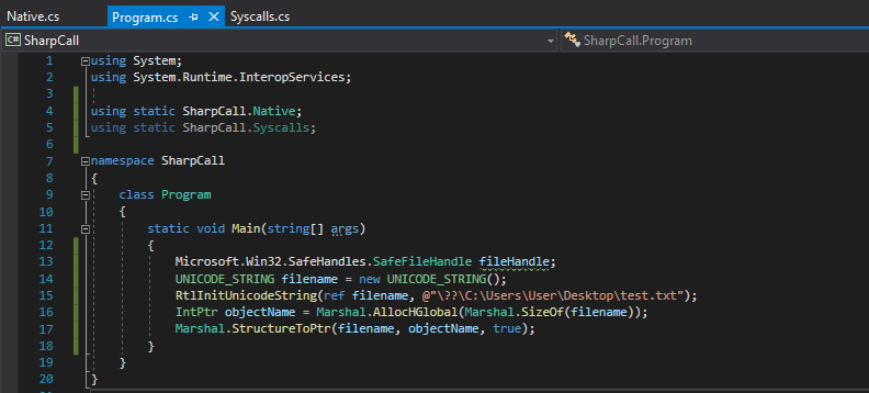 Program.cs initialization of SafeFileHandle and UNICODE_STRING