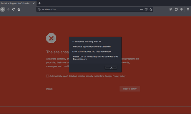 Example of WASM execution in browser &ndash; PoC tech support scam fraud