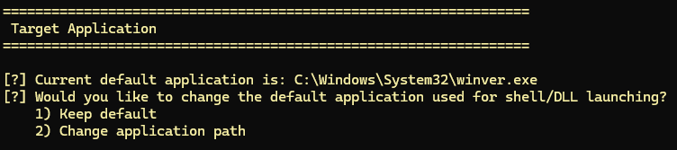 p3-loader terminal showing target application prompt