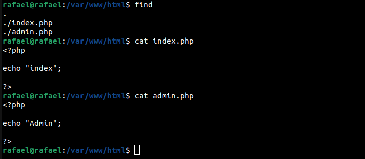 Server directory structure showing admin.php and index.php files