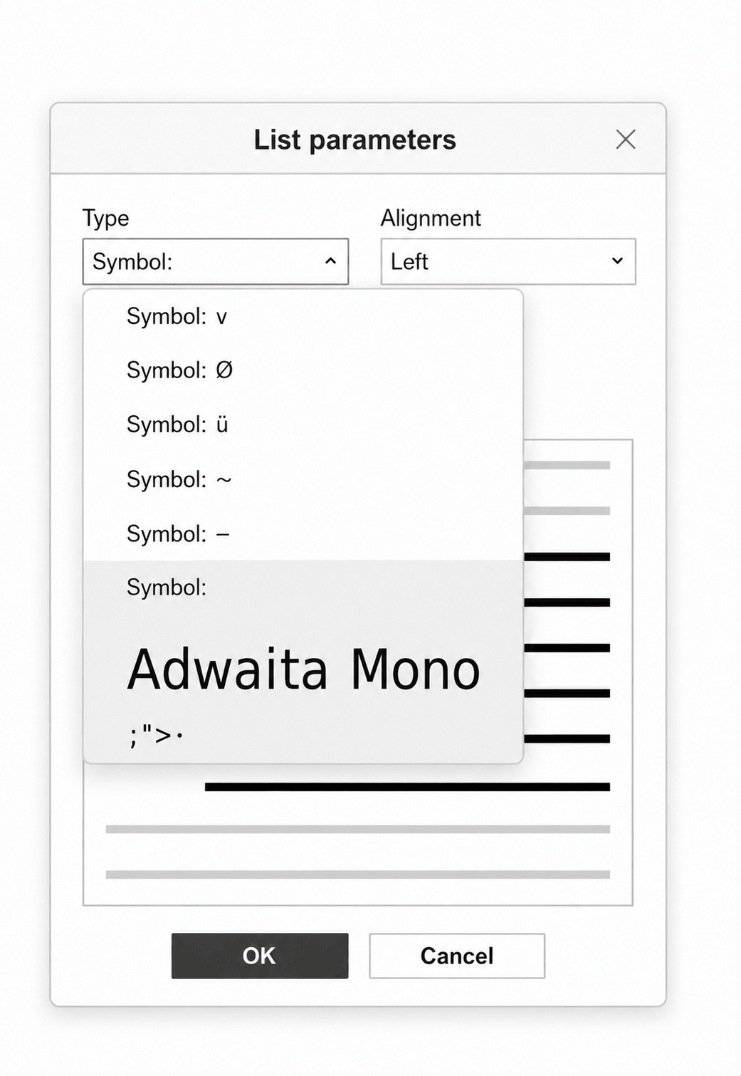 List parameters modal window after attack