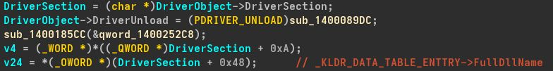 DriverObject usage inside DriverEntry