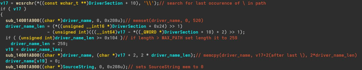 Reading the module name from offset 0x48
