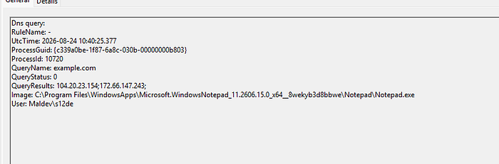 Sysmon Event 22 DNS Query